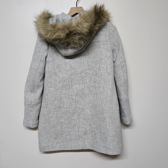 J.‎ Crew Chateau Parka Italian Stadium-Cloth Wool Fur Heathered Dusk Gray Sz 0 - Picture 6 of 8